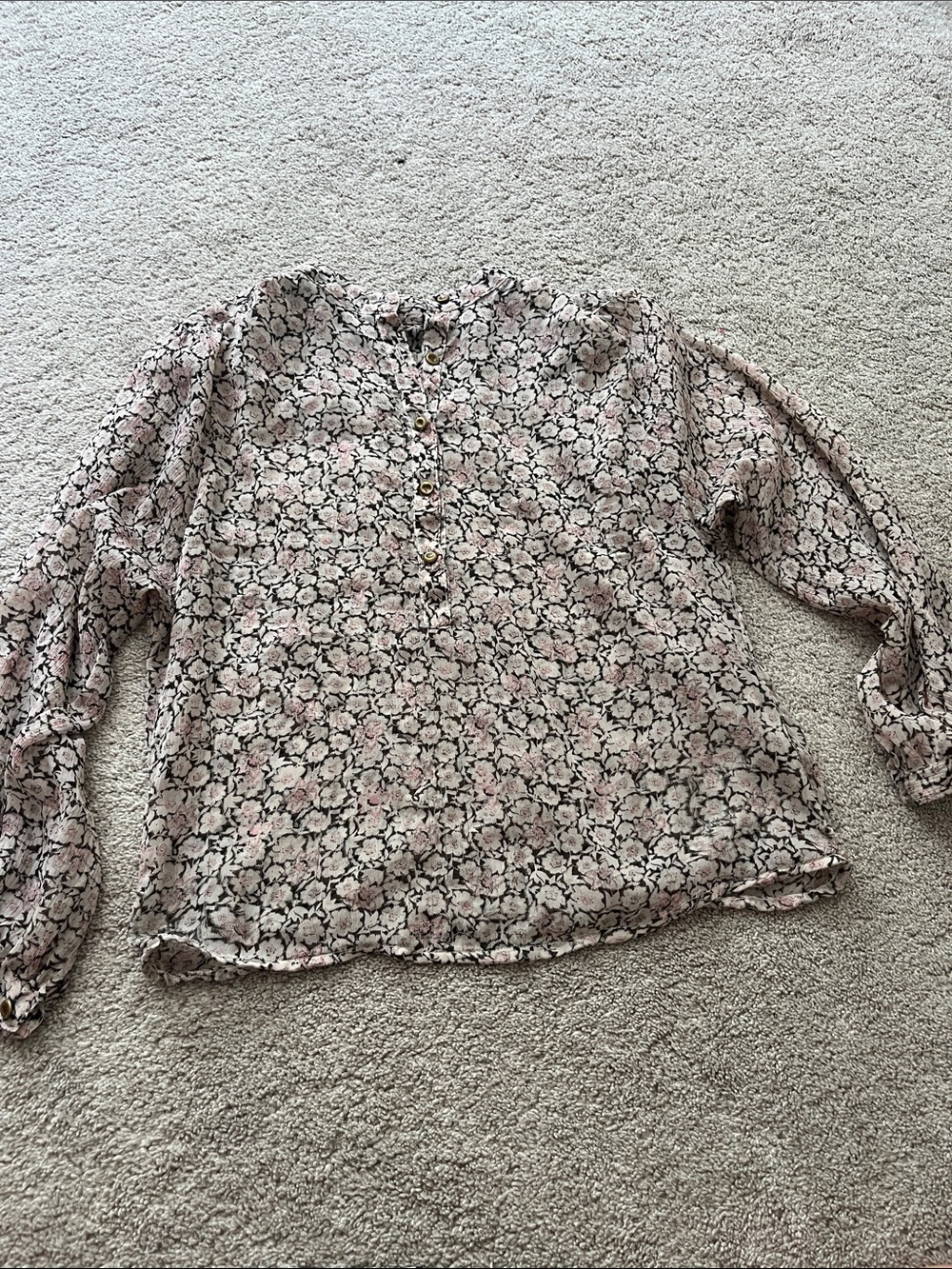 Staring at Stars Pink Floral Henley Blouse